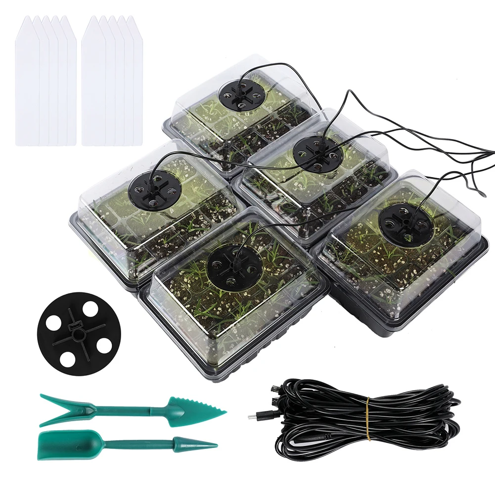 5 Pack Plant Seed Starter Trays Kit with Grow Light Greenhouse Growing Trays Adjustable Humidity Seedling Tray Starter 60 Cells
5 Pack Plant Seed Starter Trays Kit with Grow Light Greenhouse Growing Trays Adjustable Humidity Seedling Tray Starter 60 Cells