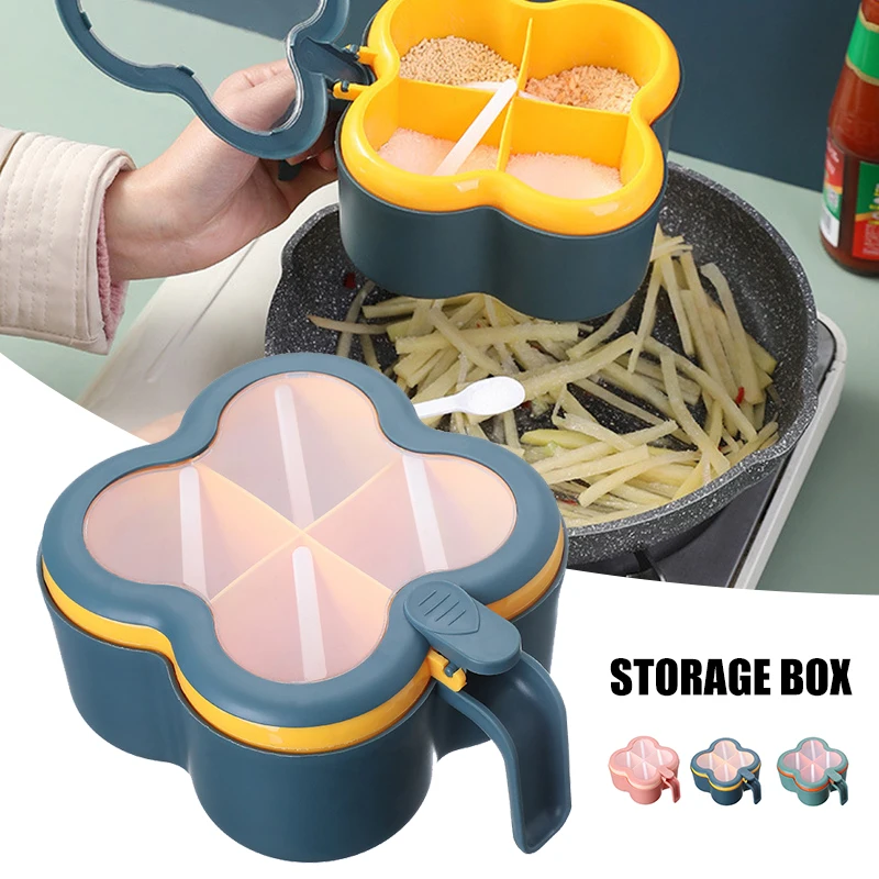 4 в 1, пластиковый Кухонный Контейнер для приправ, сахара и соли
4 в 1, пластиковый Кухонный Контейнер для приправ, сахара и соли