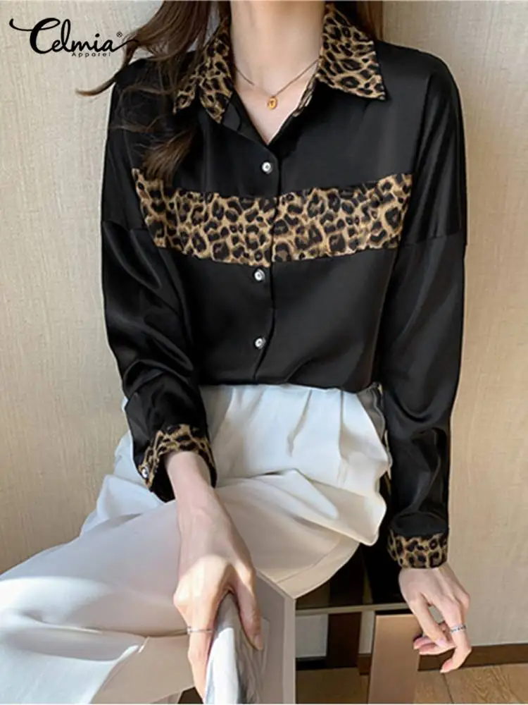 Celmia Elegant Women Long Sleeve Chemise Fashion Leopard Print Lapel Shirts Office Lady Buttons Tunic 2022 Spring Patchwork Tops
Celmia Elegant Women Long Sleeve Chemise Fashion Leopard Print Lapel Shirts Office Lady Buttons Tunic 2022 Spring Patchwork Tops
