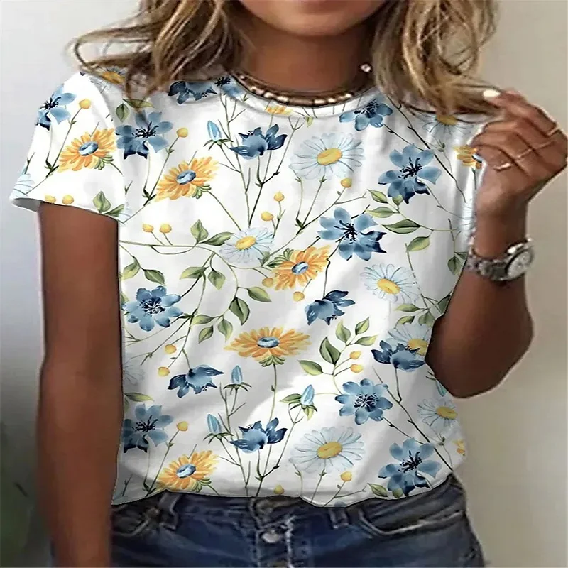 2022 Summer Fashion Shirts Round Neck White Flower Short Sleeve Women's T-Shirts Casual Women's Tops
2022 Summer Fashion Shirts Round Neck White Flower Short Sleeve Women's T-Shirts Casual Women's Tops