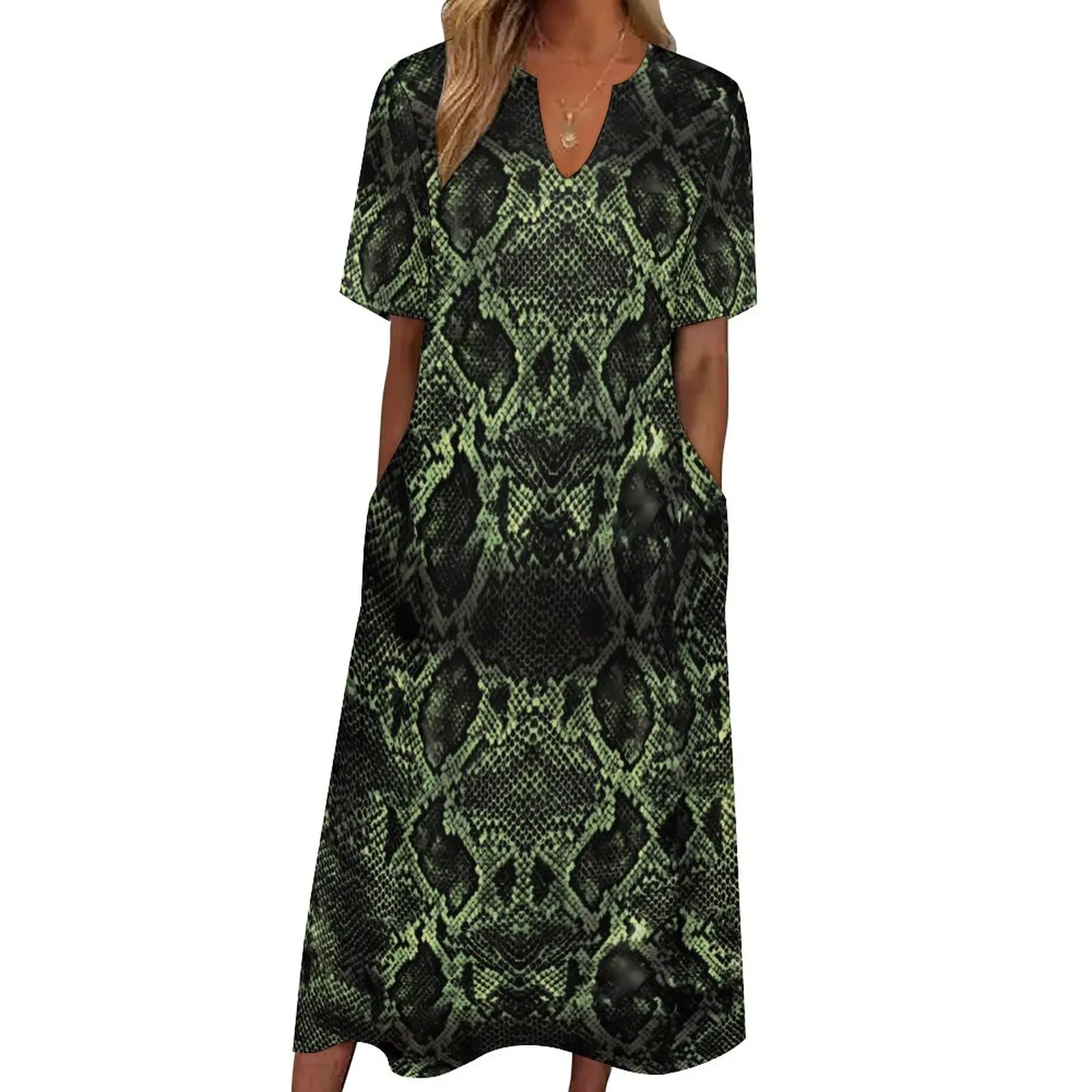 Green Snakeskin Dress Fun Animal Print Modern Maxi Dress V Neck Custom Bohemia Long Dresses Aesthetic Oversized Clothes
Green Snakeskin Dress Fun Animal Print Modern Maxi Dress V Neck Custom Bohemia Long Dresses Aesthetic Oversized Clothes
