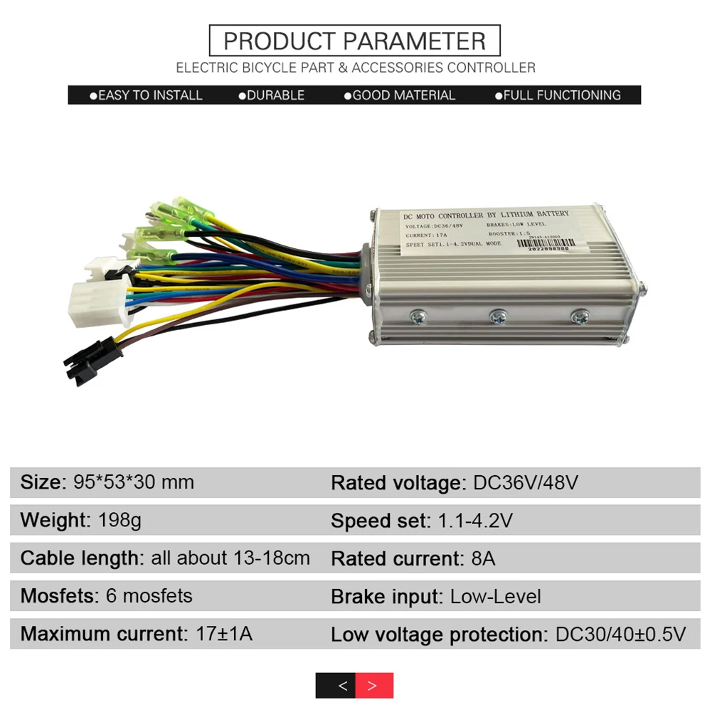 JN 36/48V E-Bike Brushless Controller Sine Wave Electric Scooter Motor 17A 250/350W SM Three Mode For UART No.2 Protocol
JN 36/48V E-Bike Brushless Controller Sine Wave Electric Scooter Motor 17A 250/350W SM Three Mode For UART No.2 Protocol