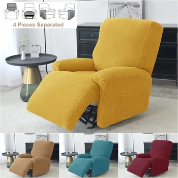 1 Seat 4 Pieces Recliner Sofa Cover Polar Fleece Reclining Chair Cover Stretch Non Slip Armchair Covers Stretch Couch Slipcovers
