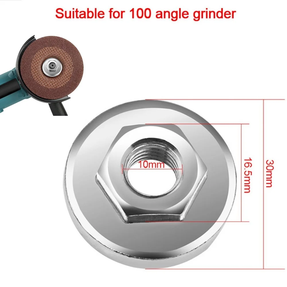 

100 Type Angle Grinder Stainless Steel Hex Nuts 30mm M10 Screw Thread Chuck Locking Plate Quick Clamp Anti Wear Non Slip