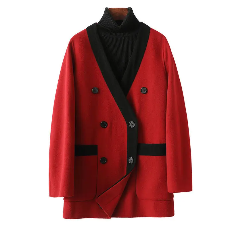 10% cashmere 90% Australian wool fashion V-neck mid length 2023 autumn new double-sided woolen jacket for
10% cashmere 90% Australian wool fashion V-neck mid length 2023 autumn new double-sided woolen jacket for