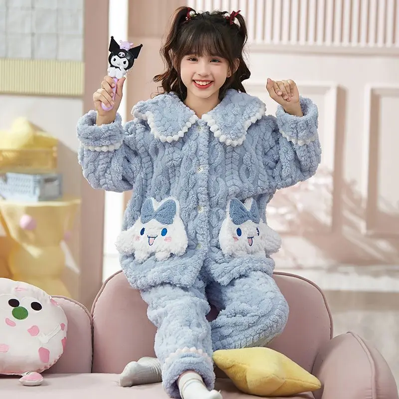 Kawaii Sanrio Hello Kitty Child Winter Pajamas Anime Cinnamoroll Kuromi My Melody Thickened Warm Home Furnishing Set Girls Gifts
Kawaii Sanrio Hello Kitty Child Winter Pajamas Anime Cinnamoroll Kuromi My Melody Thickened Warm Home Furnishing Set Girls Gifts