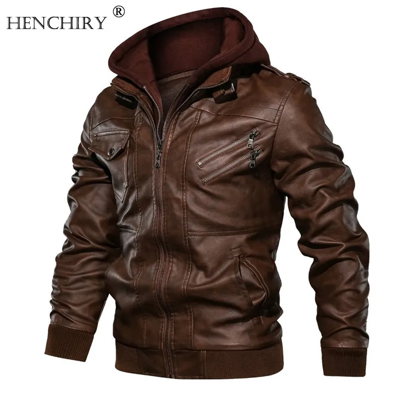 HENCHIRY Men's High-quality PU Leather Jacket Men's Locomotive Removable Winter Coat Men's Warm Thickened Hooded Leather Jacket 
HENCHIRY Men's High-quality PU Leather Jacket Men's Locomotive Removable Winter Coat Men's Warm Thickened Hooded Leather Jacket