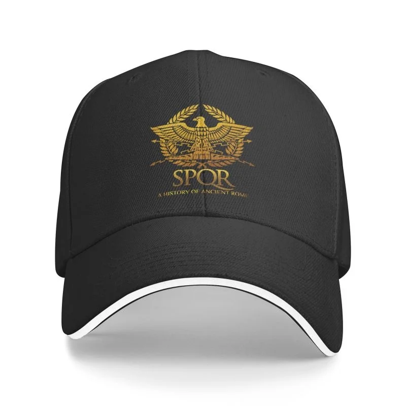 

Punk SPQR Roman Empire Baseball Cap Men Women Breathable Gladiator Tshirt Imperial Golden Eagle Emblem Dad Hat Sun Protection