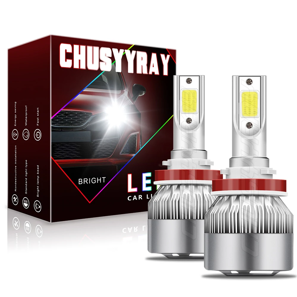 

CHUSYYRAY 2PCS Car lights 2588-H11 Super Bright LED Headlights High Low Beam Fog Light Bulb White 6000K Car accsesories