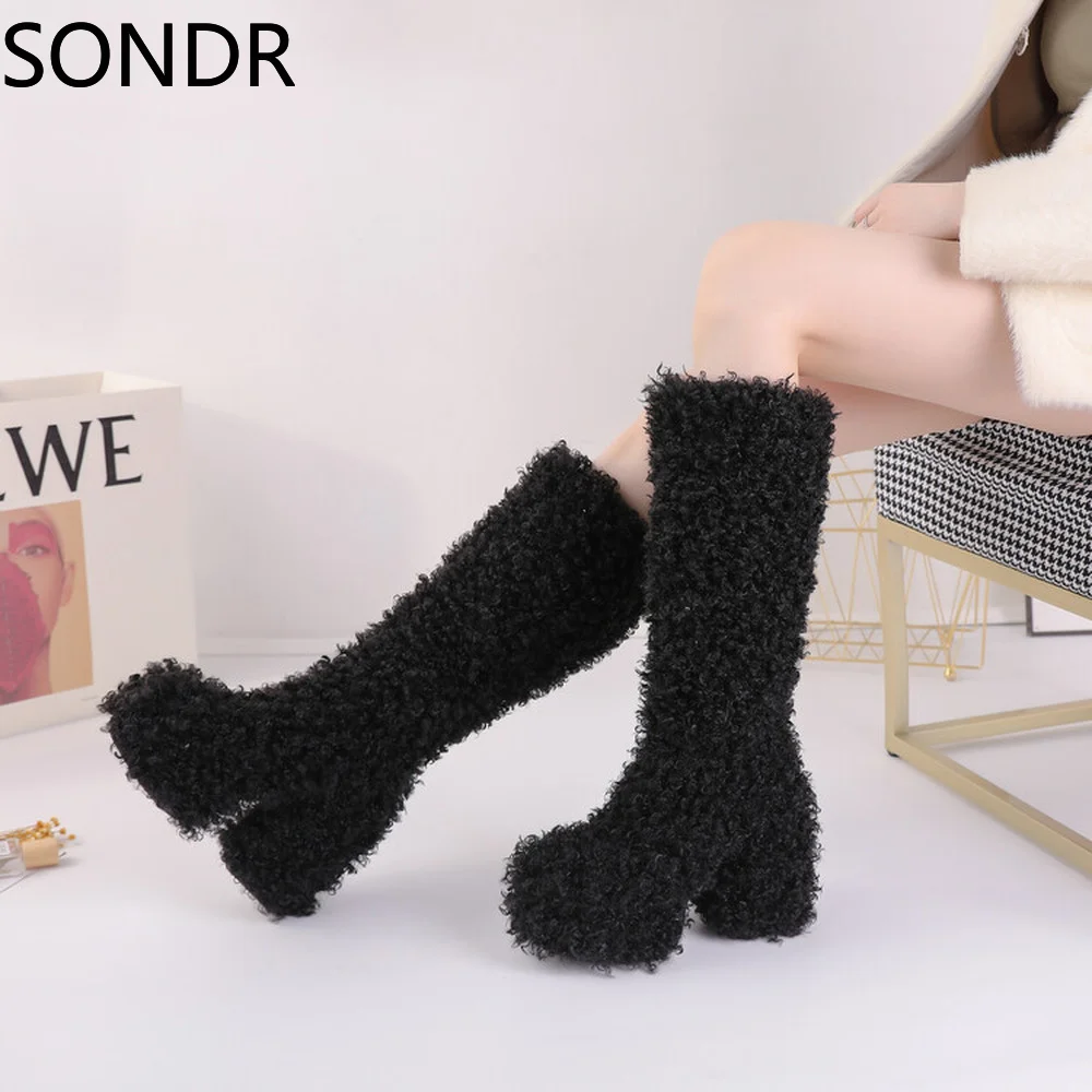 Womens Real Lambswool Fur Mid Calf Boots Platform Super High Block Heel Shoes Warm Winter Snow Luxury new 2022
Womens Real Lambswool Fur Mid Calf Boots Platform Super High Block Heel Shoes Warm Winter Snow Luxury new 2022