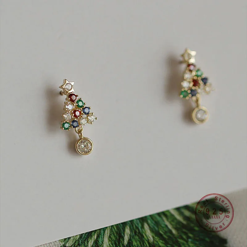 Женские серьги-гвоздики в виде рождественской елки, из серебра 925 пробы 
Женские серьги-гвоздики в виде рождественской елки, из серебра 925 пробы