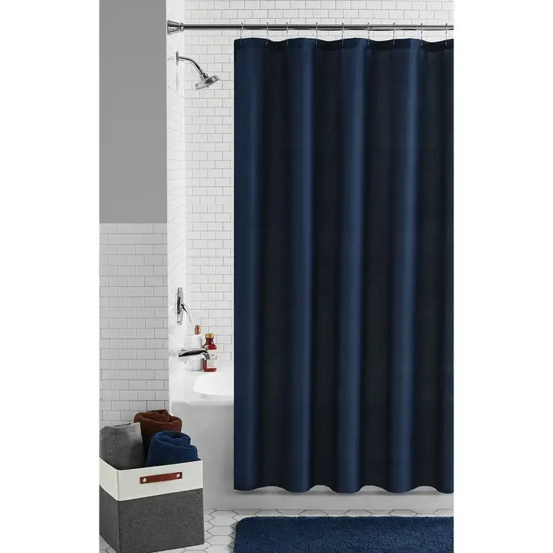 

Blue Waffle Weave Textured Fabric Shower Curtain, 72 Dog shower curtain Bath curtain Cortina de ducha de baño Sea turtle shower