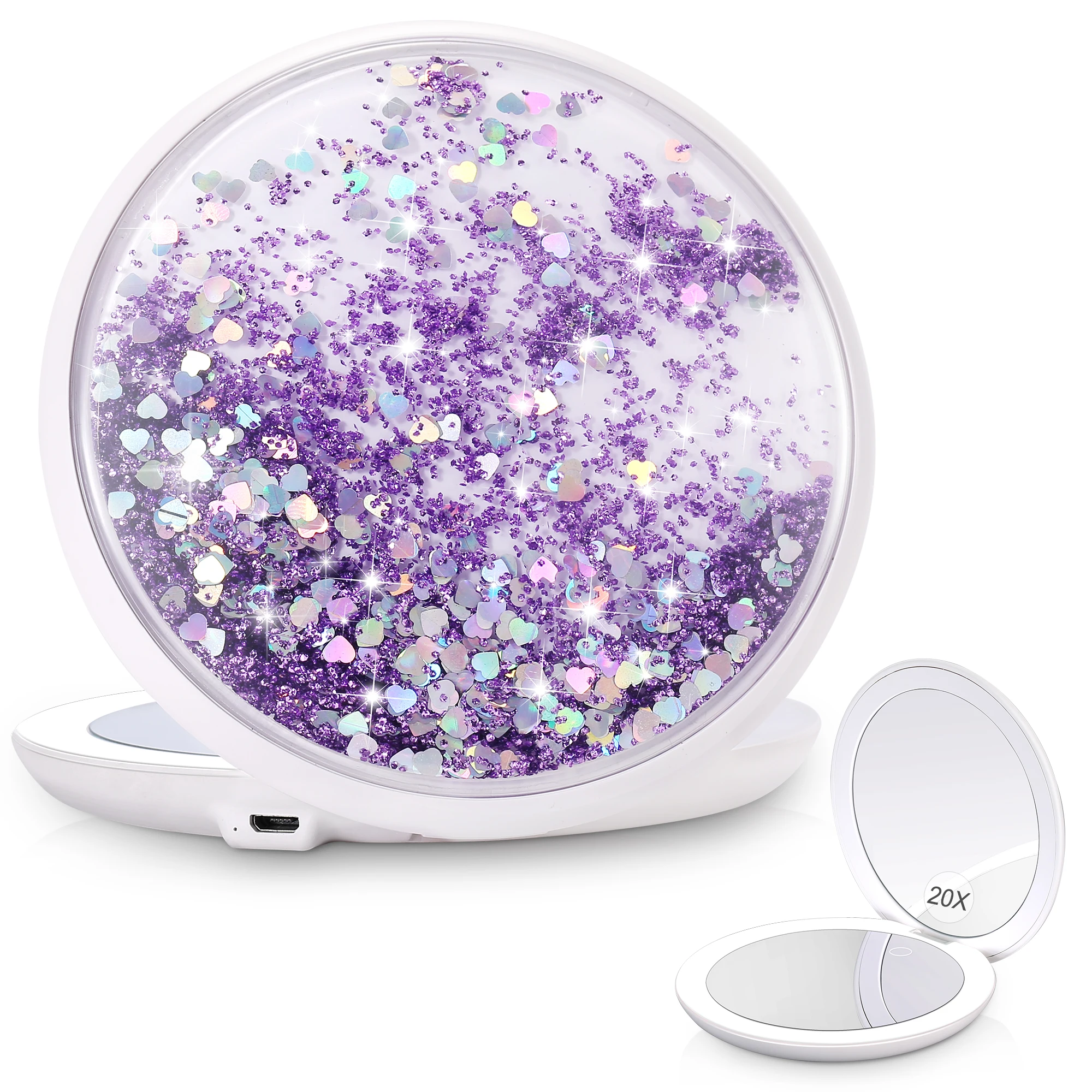 20x Lighted Magnifying Mirror,1x/20x Magnification,Compact Liquid Bling Glitter Quicksand Portable Easy to Carry,5 inches,
20x Lighted Magnifying Mirror,1x/20x Magnification,Compact Liquid Bling Glitter Quicksand Portable Easy to Carry,5 inches,