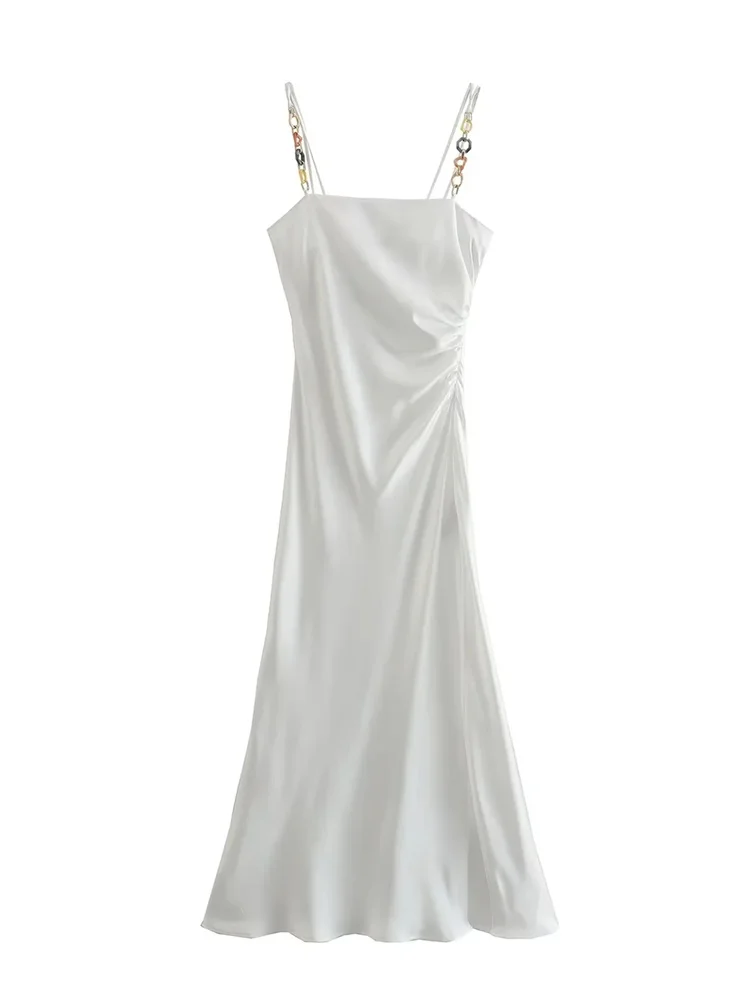 Модное женское белое Пятнистое платье с разрезом и цепочками, прямые платья миди с V-образным вырезом и невидимой молнией и высокой талией
Модное женское белое Пятнистое платье с разрезом и цепочками, прямые платья миди с V-образным вырезом и невидимой молнией и высокой талией