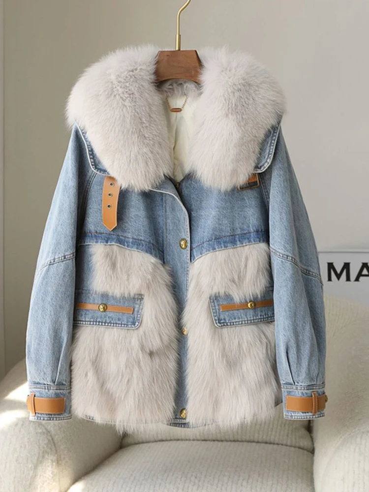 KBAT Warm Women's Winter White Duck Down Jacket Faux Fox Fur Female Jeans Jacket Basic Coat Ladies Top Denim Jackets Overcoat
KBAT Warm Women's Winter White Duck Down Jacket Faux Fox Fur Female Jeans Jacket Basic Coat Ladies Top Denim Jackets Overcoat