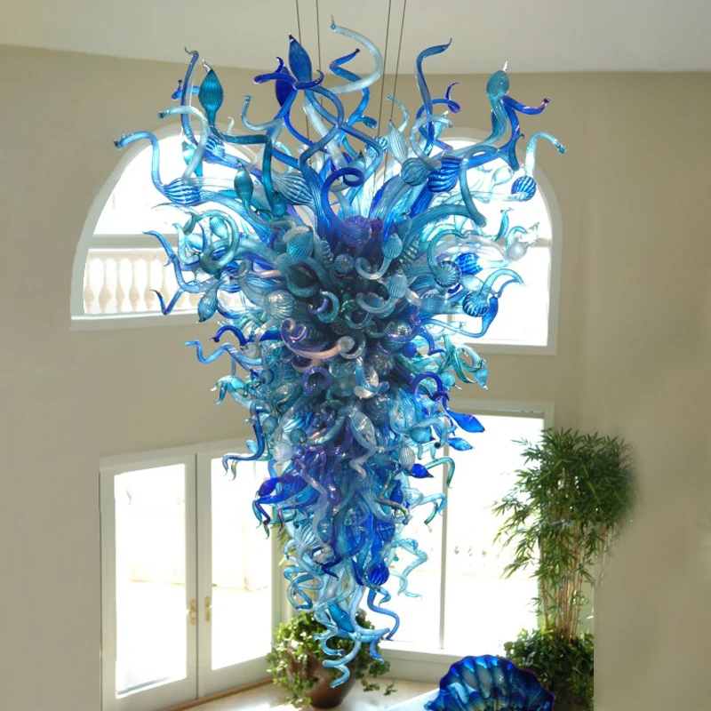 

Chihuly Style Chandelier Lighting Aqua Turqoise Blue Shade Large LED Indoor Light Home Pendant Lamp Hand Blown Glass Chandeliers