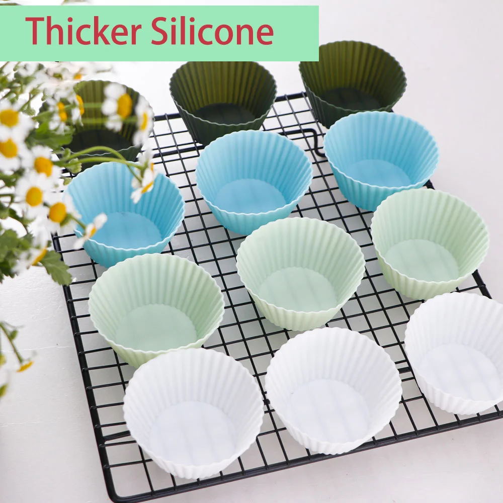 

12/24 Pcs Silicone Cake Mold Round Shaped Muffin Cupcake Baking Pastry Molds Kitchen Bakeware Maker DIY Cake Decorating Tools