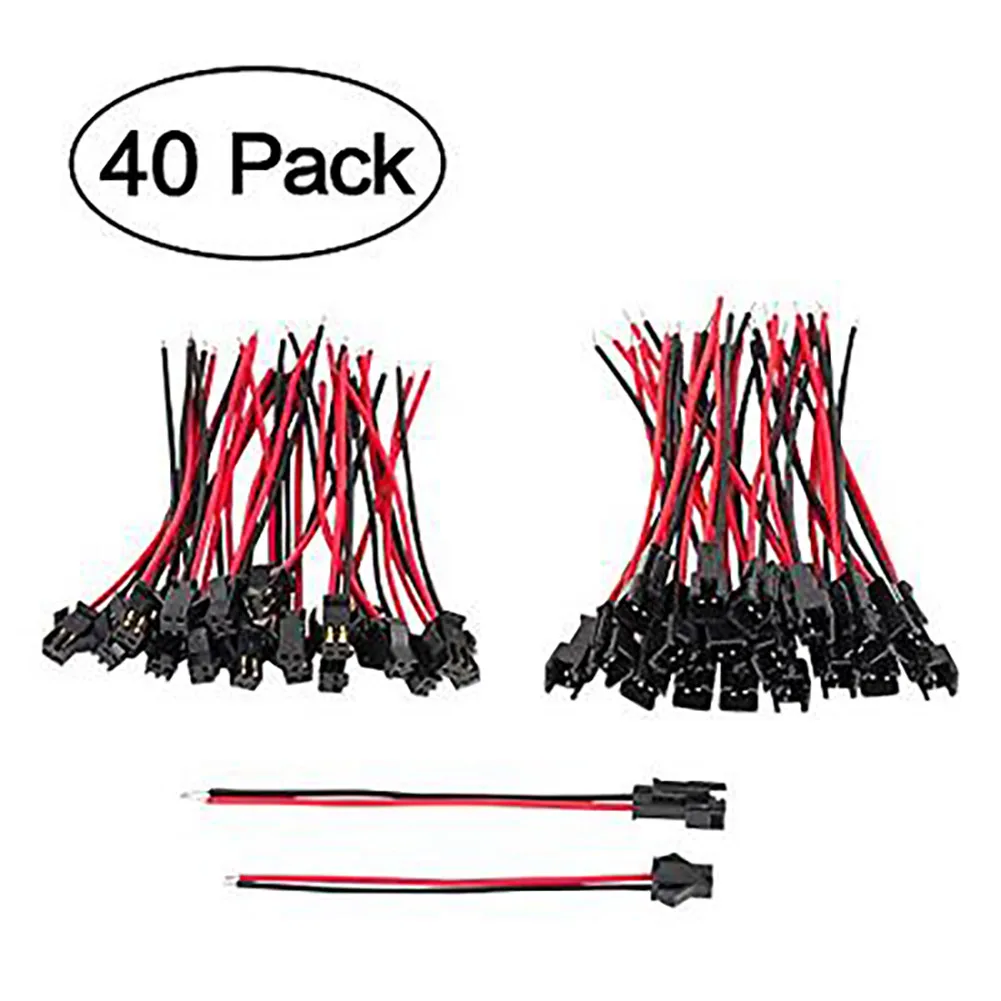 

40pcs JST SM Connector SM 2Pin Jack Plug Male To Bus Connector Wire Connector Cable Pigtail Plug For LED Strip Light Tape Lamp