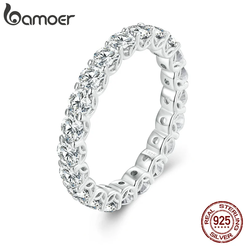 

Женское Обручальное Кольцо Bamoer Delicate Moissanite, кольцо из стерлингового серебра 925 пробы с платиновым покрытием, ювелирные украшения