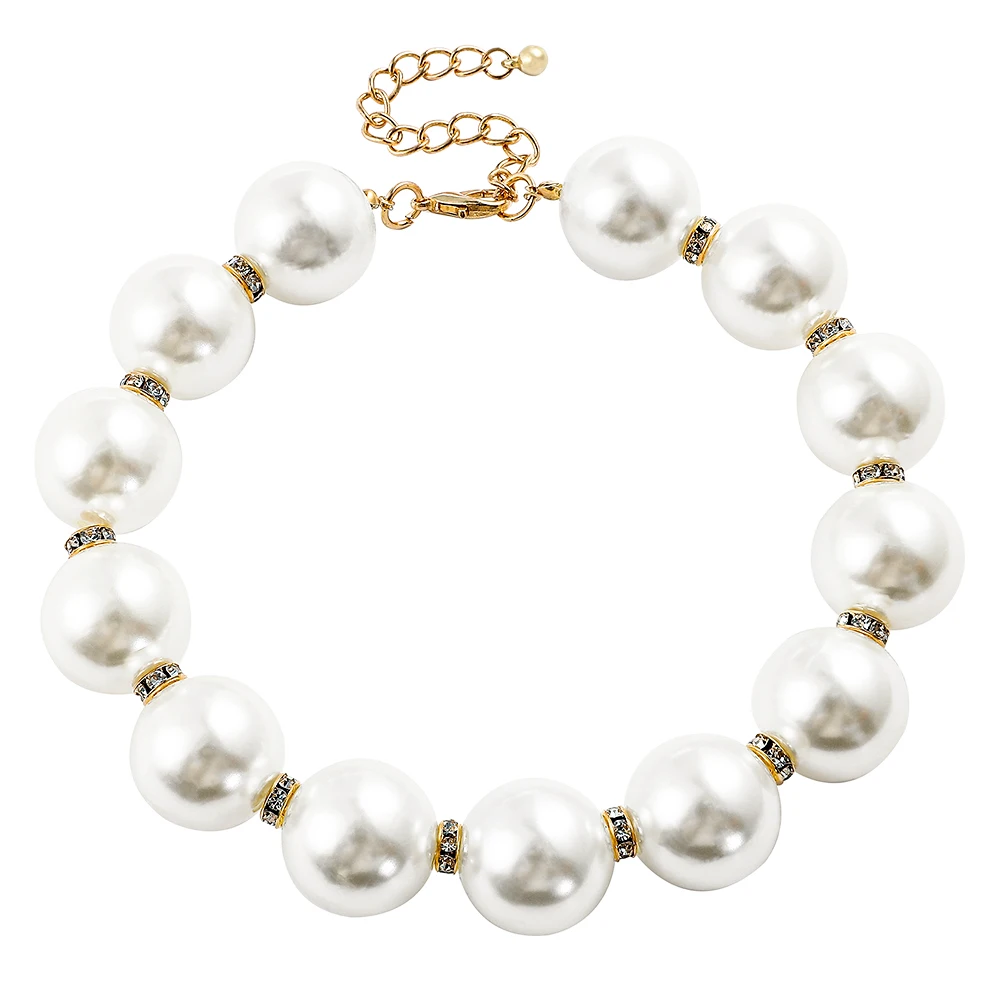 Роскошное ожерелье-чокер с большими жемчужинами и искусственным жемчугом для женщин, элегантное модное короткое ожерелье до ключиц для невесты, косплей 
Роскошное ожерелье-чокер с большими жемчужинами и искусственным жемчугом для женщин, элегантное модное короткое ожерелье до ключиц для невесты, косплей