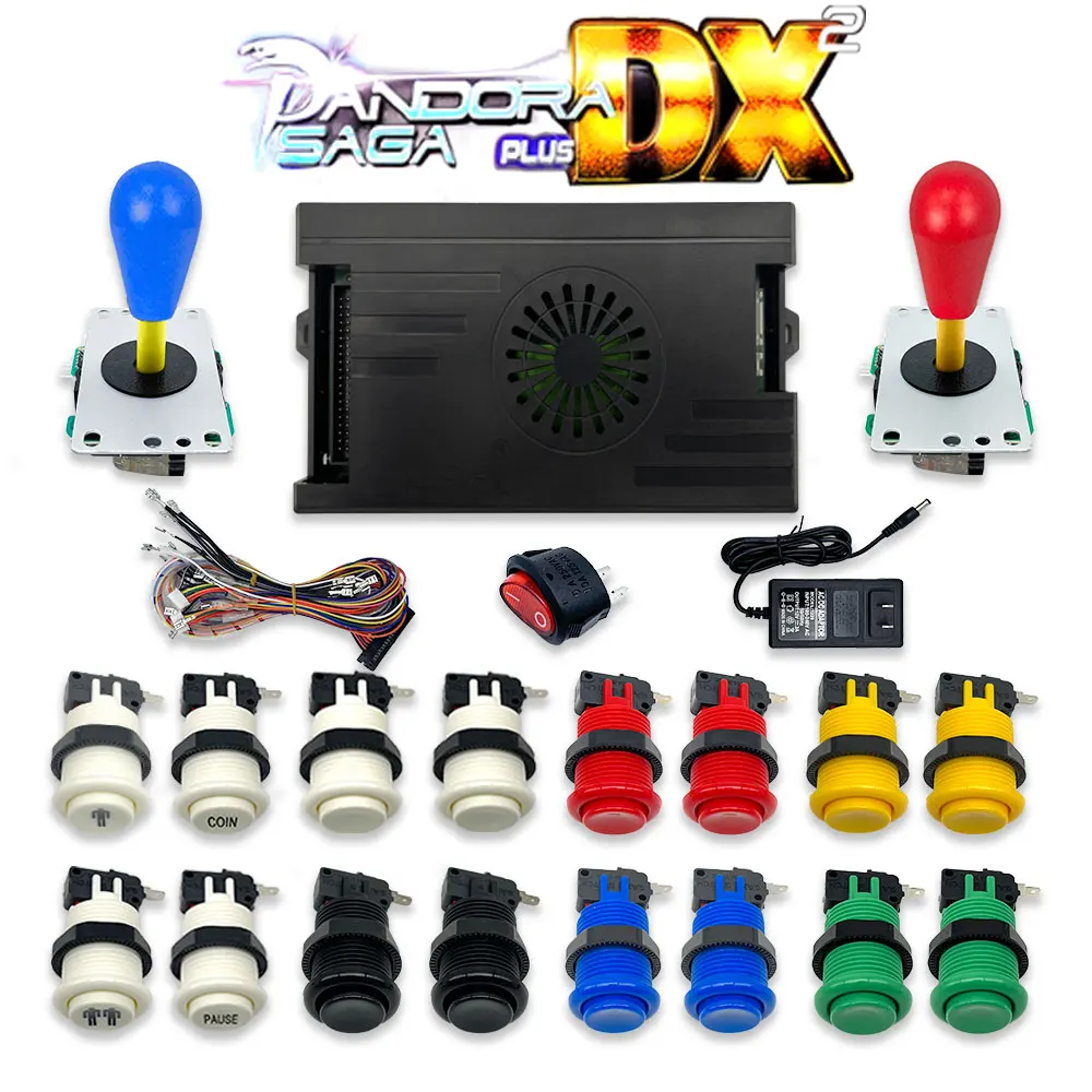 

9800 in 1 Pandora Saga DX Box DIY Kit American Style 8 Way Joystick Happ Type Push Button Arcade Game Console Cabinet Bartop