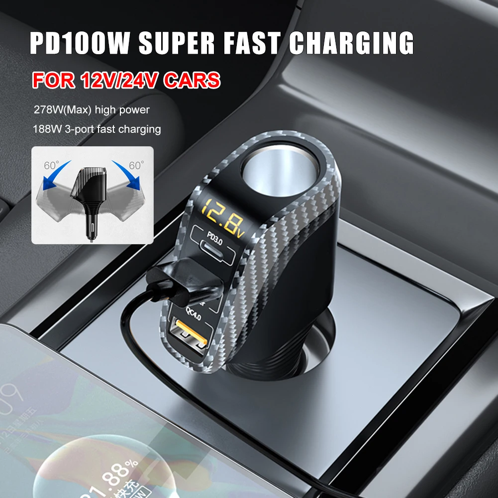 USB Car Charger Quick Charge PD 3.0 30W Fast Charging Charger For iPhone Huawei Xiaomi Mi with Cigarette Lighter Splitter
USB Car Charger Quick Charge PD 3.0 30W Fast Charging Charger For iPhone Huawei Xiaomi Mi with Cigarette Lighter Splitter