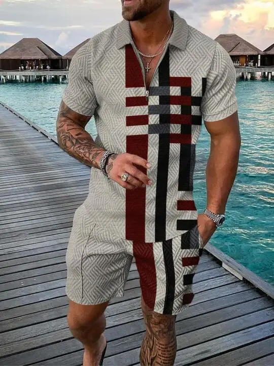 Luxurious Men's Polo Shirt Shorts Set Fashion 3D Print Tracksuit Turn Down Collar Zipper Clothing Outfit Summer Streetwear Suit
Luxurious Men's Polo Shirt Shorts Set Fashion 3D Print Tracksuit Turn Down Collar Zipper Clothing Outfit Summer Streetwear Suit