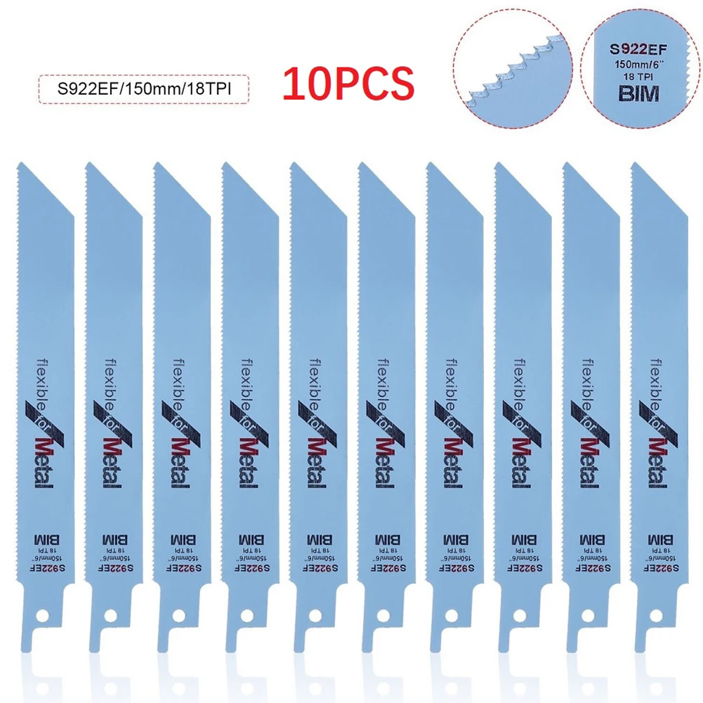 10pc 150mm S922EF Bi-metal Reciprocating Saw Blades Set Flexible For Automobile Manufacturing Cutting Metal Wood Furniture
10pc 150mm S922EF Bi-metal Reciprocating Saw Blades Set Flexible For Automobile Manufacturing Cutting Metal Wood Furniture