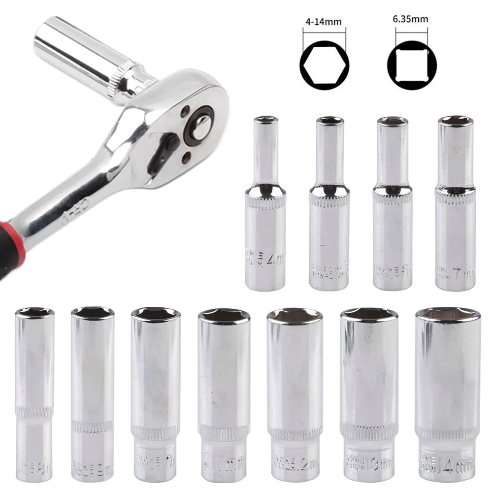 1PCS Deep Sockets Wrench Head Deep Sockets 4-14mm Hex Socket Wrench Heads Ratchet Tool Steel Converter Hand Tools
1PCS Deep Sockets Wrench Head Deep Sockets 4-14mm Hex Socket Wrench Heads Ratchet Tool Steel Converter Hand Tools