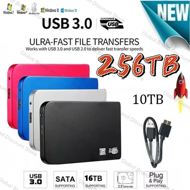 Original Portable SSD 256TB External Hard Drive Solid State 16TB 8TB Hard Disk Type-C/USB 3.0 for Laptop/Desktop/Mobile Phone
Original Portable SSD 256TB External Hard Drive Solid State 16TB 8TB Hard Disk Type-C/USB 3.0 for Laptop/Desktop/Mobile Phone