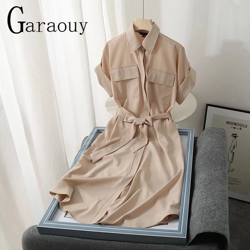 Женское офисное платье-рубашка Garaouy, длинное платье-рубашка с поясом и карманами, лето 2022
Женское офисное платье-рубашка Garaouy, длинное платье-рубашка с поясом и карманами, лето 2022