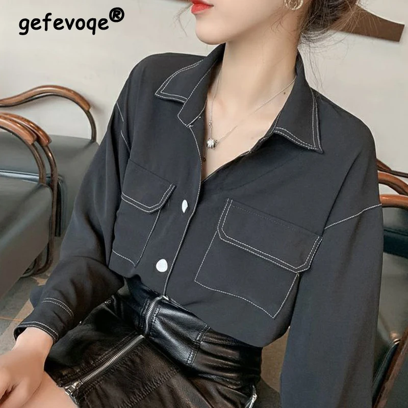 Spring Autumn Vintage Loose Casual Solid Chiffon Shirt Top Women Long Sleeve Harajuku Y2K All-match Lady Single Breasted Blouse
Spring Autumn Vintage Loose Casual Solid Chiffon Shirt Top Women Long Sleeve Harajuku Y2K All-match Lady Single Breasted Blouse