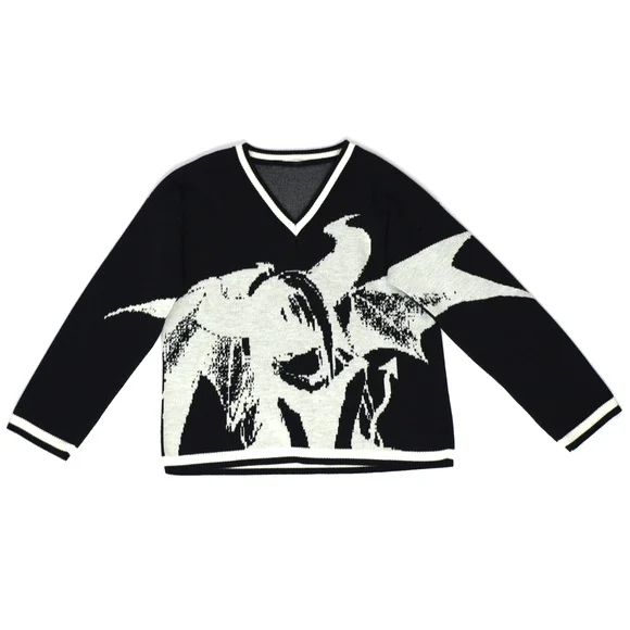 Cartoon Y2k Harajuku Kawaii Punk Retro Cute Round Neck Pullover Sweater Pattern Knitted Warm Loose Oversized Sweatshirt Women
Cartoon Y2k Harajuku Kawaii Punk Retro Cute Round Neck Pullover Sweater Pattern Knitted Warm Loose Oversized Sweatshirt Women