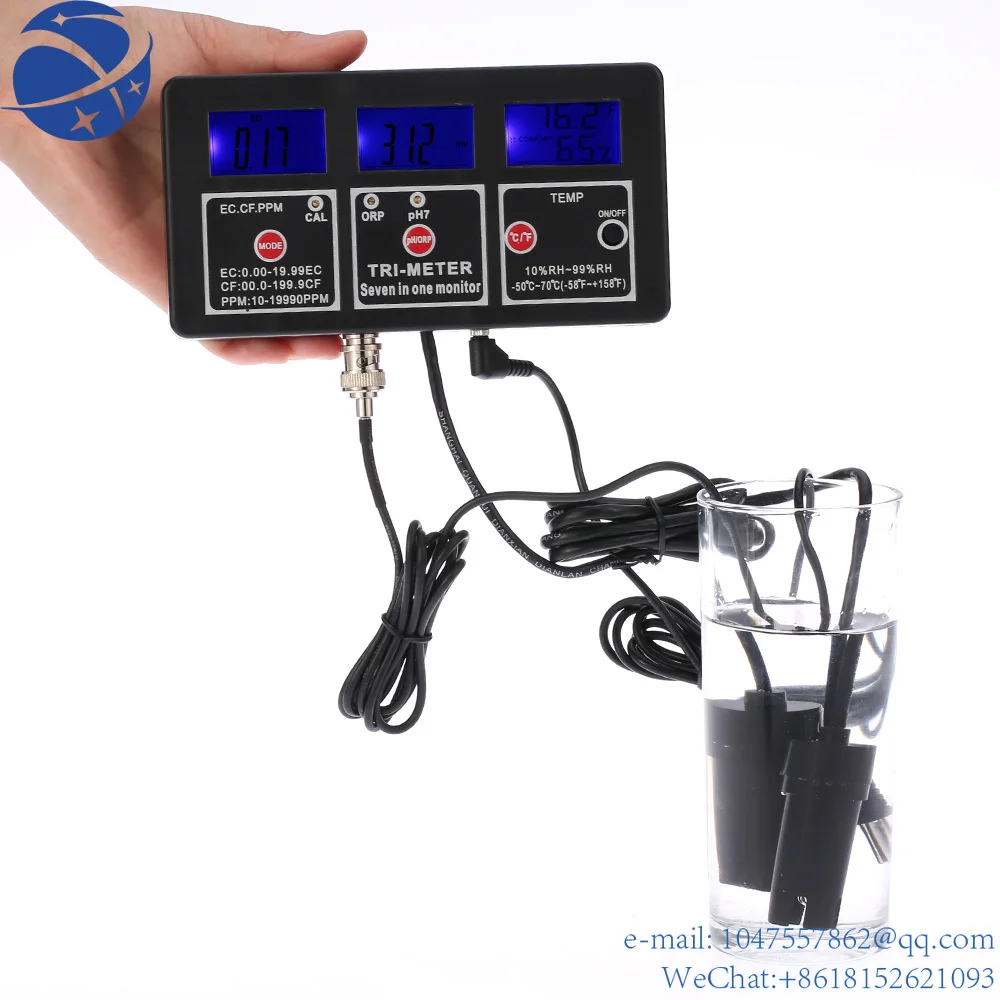 7 in 1 Water Testing Meter Digital ph meter ORP / pH / RH / EC / CF / TDS(PPM)
7 in 1 Water Testing Meter Digital ph meter ORP / pH / RH / EC / CF / TDS(PPM)