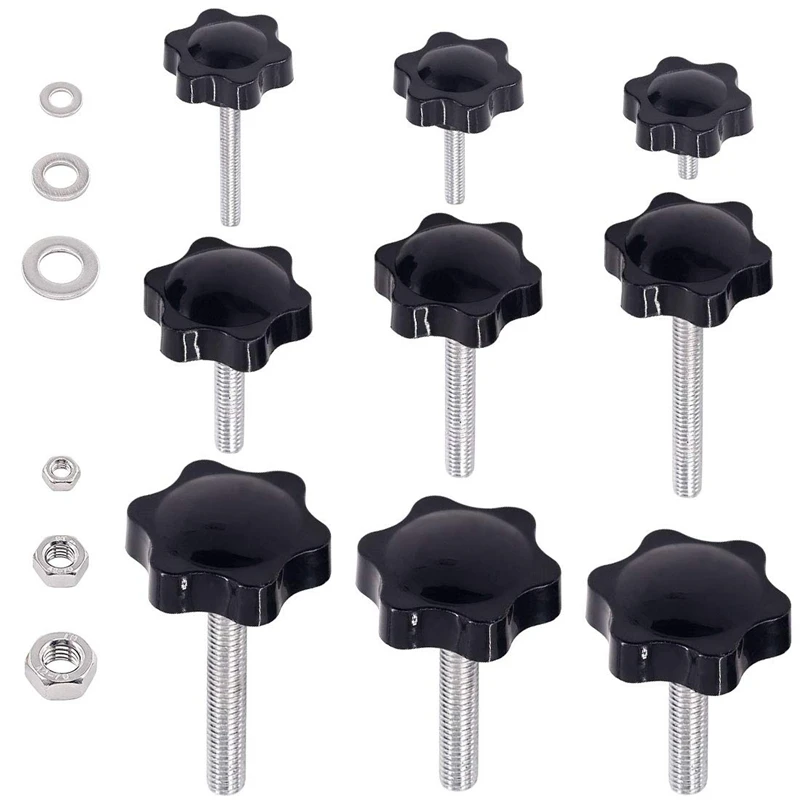 M4/M6/M8 Clamping Hex Hand Knob Handle Replacement Handle Knob Grip Screw On Type Stud With Nuts And Washers 135 PCS
M4/M6/M8 Clamping Hex Hand Knob Handle Replacement Handle Knob Grip Screw On Type Stud With Nuts And Washers 135 PCS
