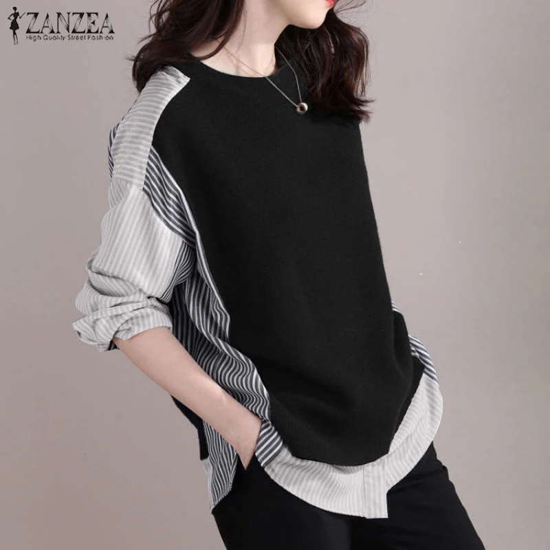 Autumn Tunic Top Oversized Striped Patchwork Blouse Women Casual Long Sleeve O Neck Shirt ZANZEA Elegant Printed Holiday Chemise
Autumn Tunic Top Oversized Striped Patchwork Blouse Women Casual Long Sleeve O Neck Shirt ZANZEA Elegant Printed Holiday Chemise