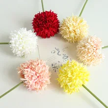 10pcs/lot Artificial Ping Pong Chrysanthemum Simulation Silk Corduroy Flower Branch Wedding Photography Bouquet Home Decoration