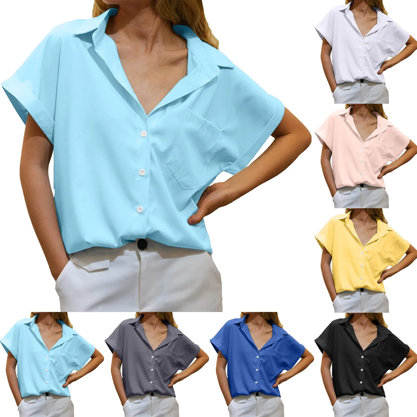 Banded Bottom Womens Shirts Casual V Neck Solid Color Buttondown Shirts Tops Short Sleeve Blouses Womens Long Sleeve Yoga Shirt
Banded Bottom Womens Shirts Casual V Neck Solid Color Buttondown Shirts Tops Short Sleeve Blouses Womens Long Sleeve Yoga Shirt