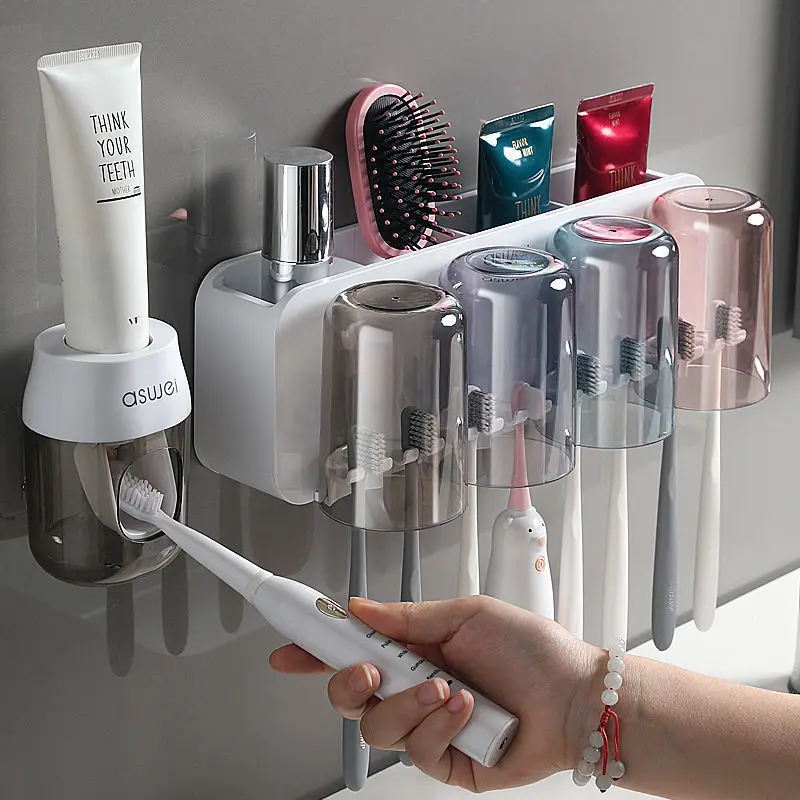 Automatic Toothpaste Dispenser Self-adhesive Waterproof Toothpaste Squeezer Toothbrush Holder Bathroom Storage Organizer Shelves
Automatic Toothpaste Dispenser Self-adhesive Waterproof Toothpaste Squeezer Toothbrush Holder Bathroom Storage Organizer Shelves