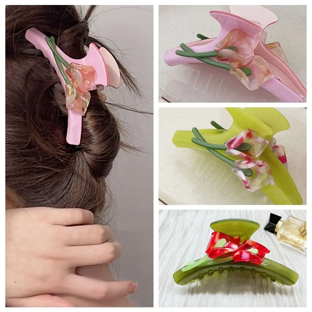 

Calla Lotus Flower Hair Claw Cute Acetic Acid Ponytail Holder Headdress Barrettes Women Hair Clip Female Hair Accessories