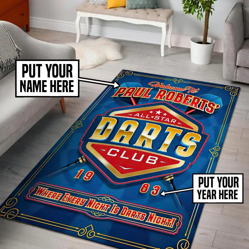 

Darts Player Lover Custom Name Club Area Rug 3D All Over Printed Room Rug Mat Rugs Anti-slip Large Rug Carpet Home Decoration -1