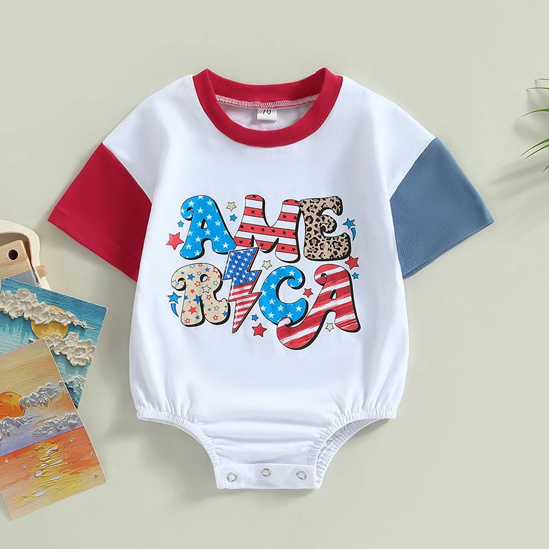 Детский комбинезон с коротким рукавом, круглым вырезом и надписью
Детский комбинезон с коротким рукавом, круглым вырезом и надписью