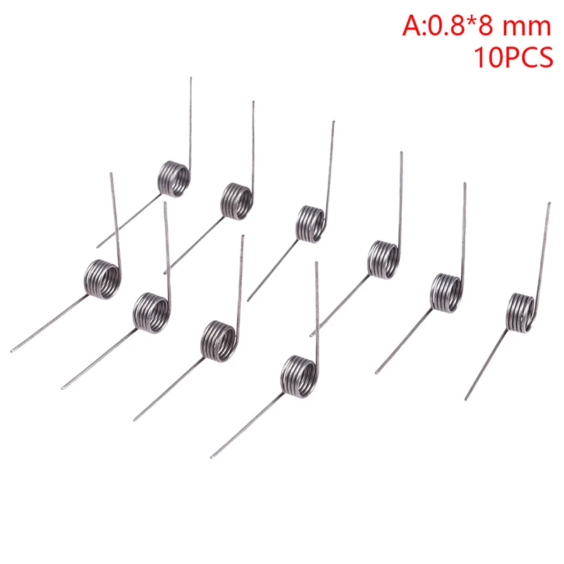 10Pcs 0.8x8mm 0.8x10mm 0.8x12mm Spring Steel or 304 Stainless Steel Small V Shaped Coil Torsion Spring 90 135 175 180 degree
10Pcs 0.8x8mm 0.8x10mm 0.8x12mm Spring Steel or 304 Stainless Steel Small V Shaped Coil Torsion Spring 90 135 175 180 degree
