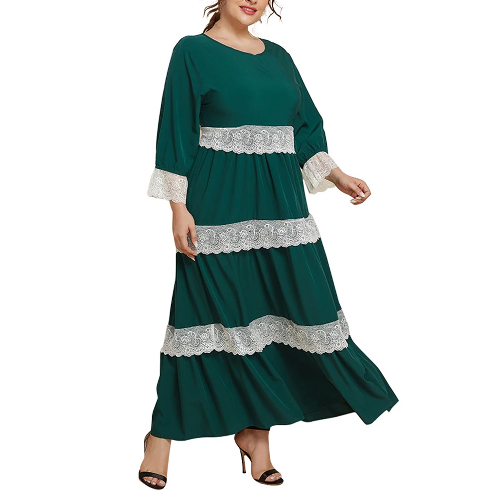 Plus Size Womens Dress Round Neck Long-Sleeves Casual Loose Holiday Dress Splicing Lace Elegant Party Dress XL - 4XL
Plus Size Womens Dress Round Neck Long-Sleeves Casual Loose Holiday Dress Splicing Lace Elegant Party Dress XL - 4XL