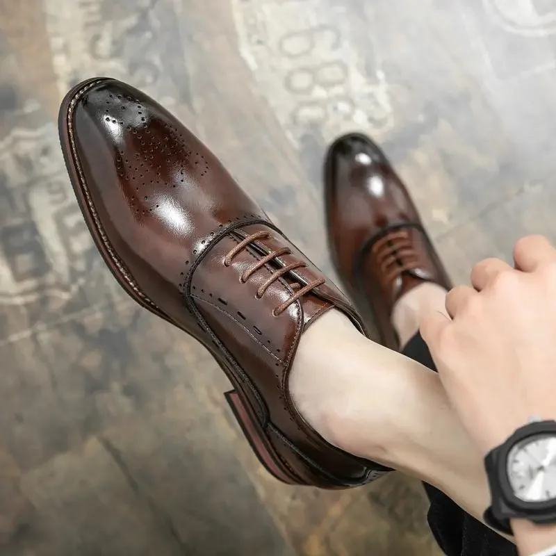 

Кожаная обувь мужская деловая одежда мужская повседневная универсальная черная мягкая небольшая кожаная обувь 2023 Новинка Мужская обувь