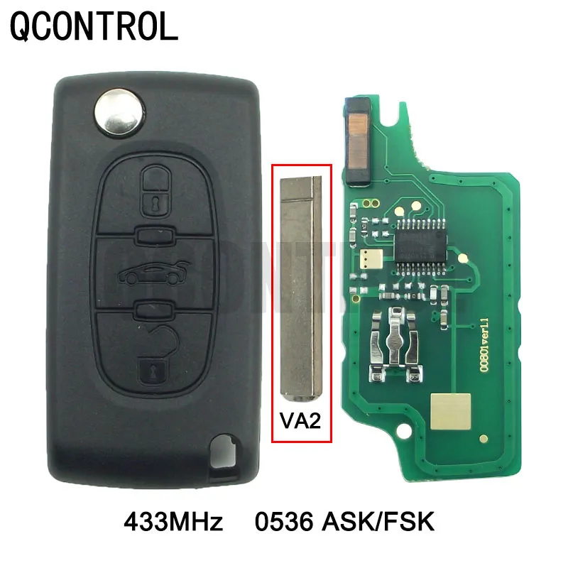 QCONTROL 3 Button Auto Car Remote Key Fob ID46 Chip For PEUGEOT 207 208 307 308 408 Partner ID46 C. E0536 ASK/FSK 433MHz VA2 Bla
QCONTROL 3 Button Auto Car Remote Key Fob ID46 Chip For PEUGEOT 207 208 307 308 408 Partner ID46 C. E0536 ASK/FSK 433MHz VA2 Bla