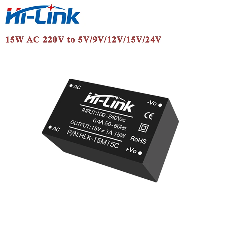 

HiLink HLK-15M15C 15W 15V 1A AC DC Power Supply Module 100-240Vac