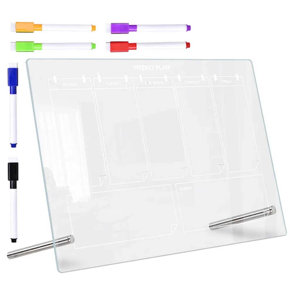 

Weekly Plan Writing Board Acrylic Transparent Tabletop Memo Message Recording Home Students Supply