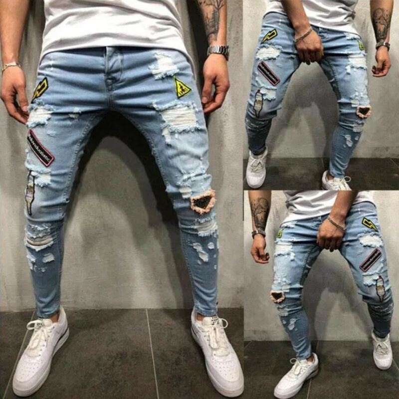 Mens Hip Hop Stretchy Ripped Skinny Jeans Destroyed Frayed Slim Fit Denim Pants Trousers Men
Mens Hip Hop Stretchy Ripped Skinny Jeans Destroyed Frayed Slim Fit Denim Pants Trousers Men