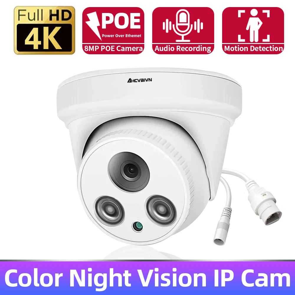 4K POE CCTV Audio Dome Camera 8MP Human Detection Security IP67 Camera Color Night Vision Video Surveillance IPC Cam P2P View
4K POE CCTV Audio Dome Camera 8MP Human Detection Security IP67 Camera Color Night Vision Video Surveillance IPC Cam P2P View
